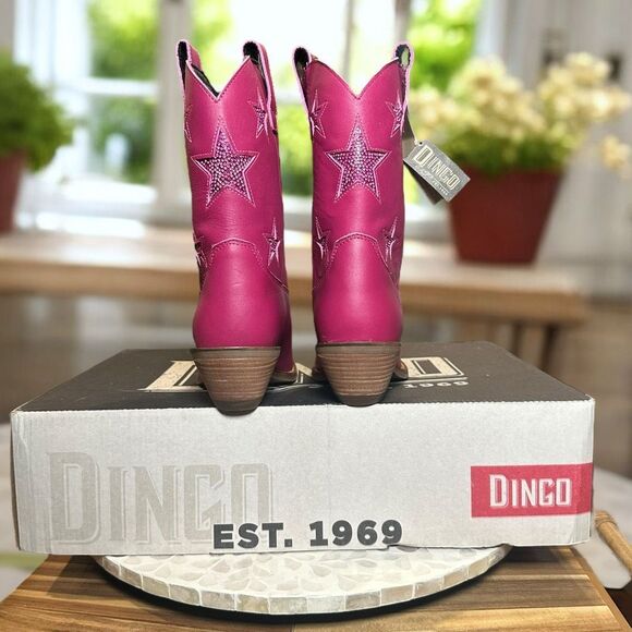 Dingo Star Struck Cowboy Boots Fuchsia Pink Leather Western Rodeo Women’s Size 7 - Picture 9 of 15